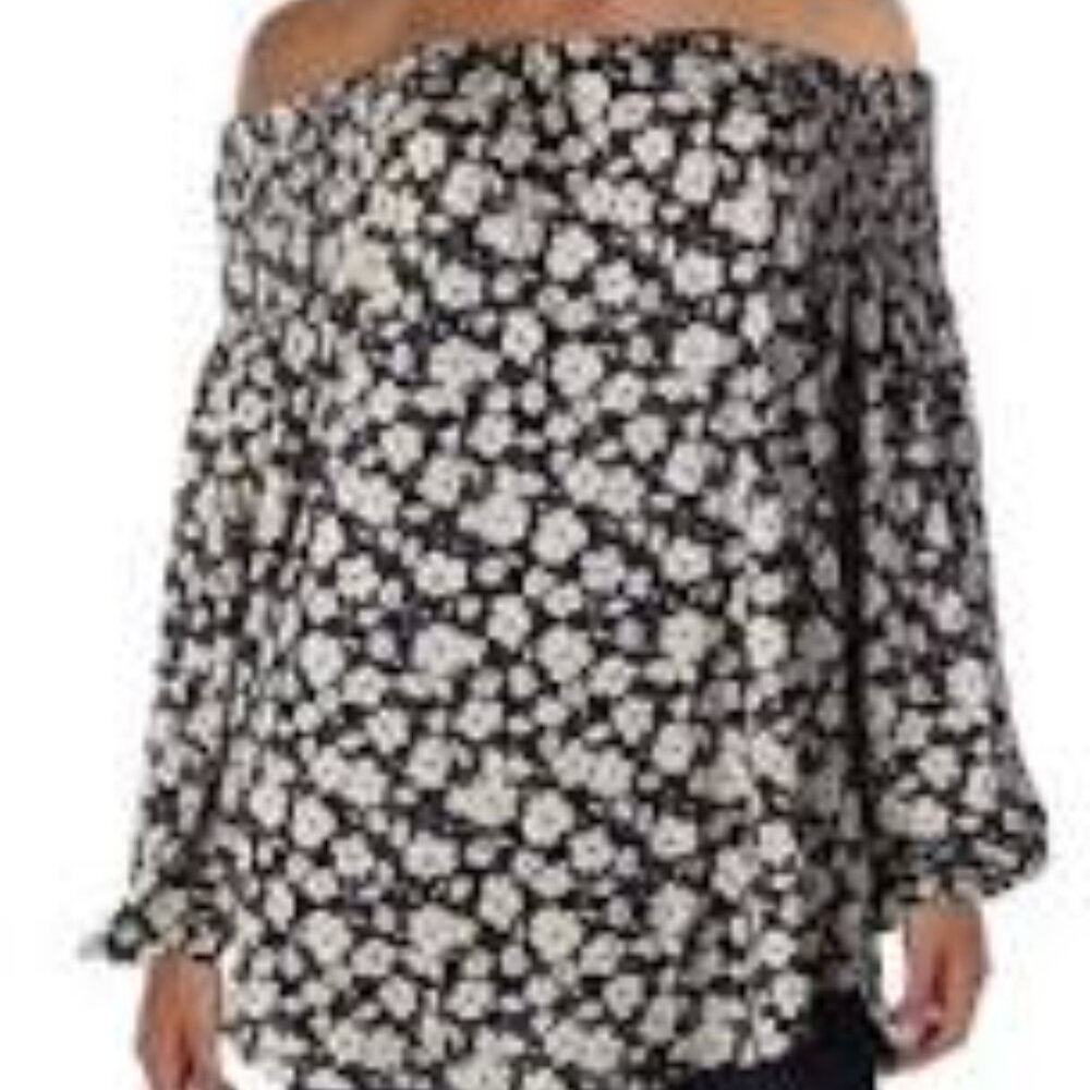 Lauren Ralph Lauren Cream Navy Smocked Floral Top XL